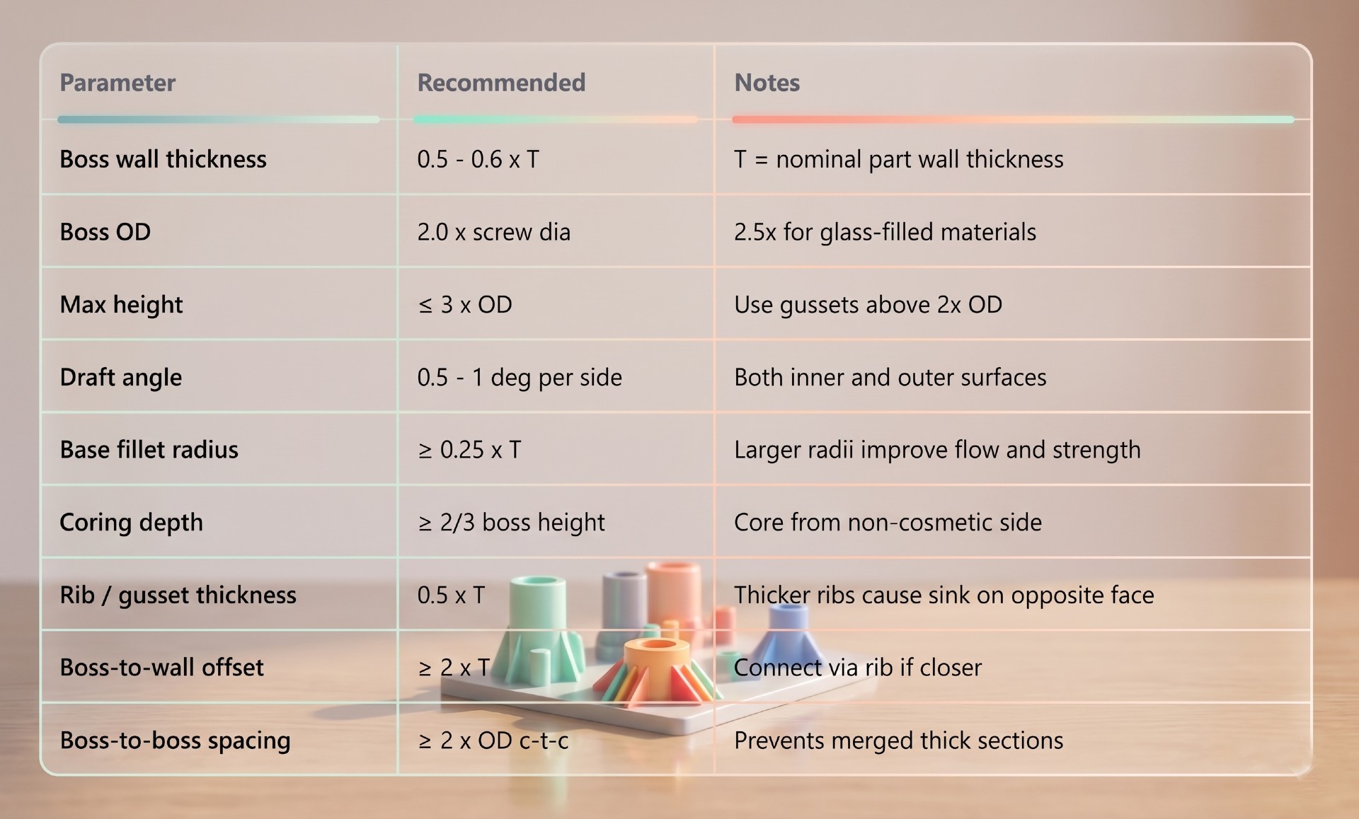 General Design Guidelines for Bosses and Ribs